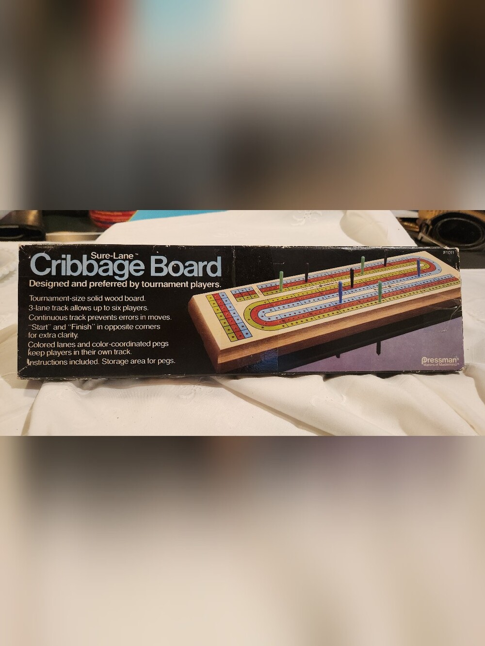 Vintage 1983 Pressman Sure-Lane Cribbage Board (Model #1011